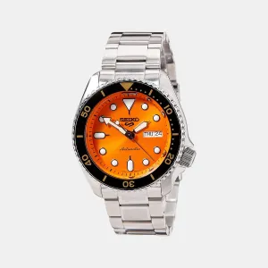 New 5 Sports Men's Orange Dial Analog Stainless Steel Automatic Watch SRPD59K1