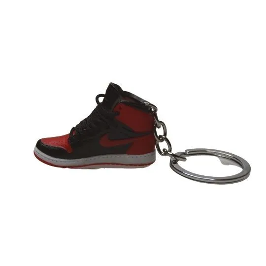 Novelty Sneaker Keyring Stocking Filler 2D Jordan 1 "Bred" Black Red White