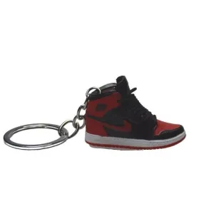 Novelty Sneaker Keyring Stocking Filler 2D Jordan 1 "Bred" Black Red White