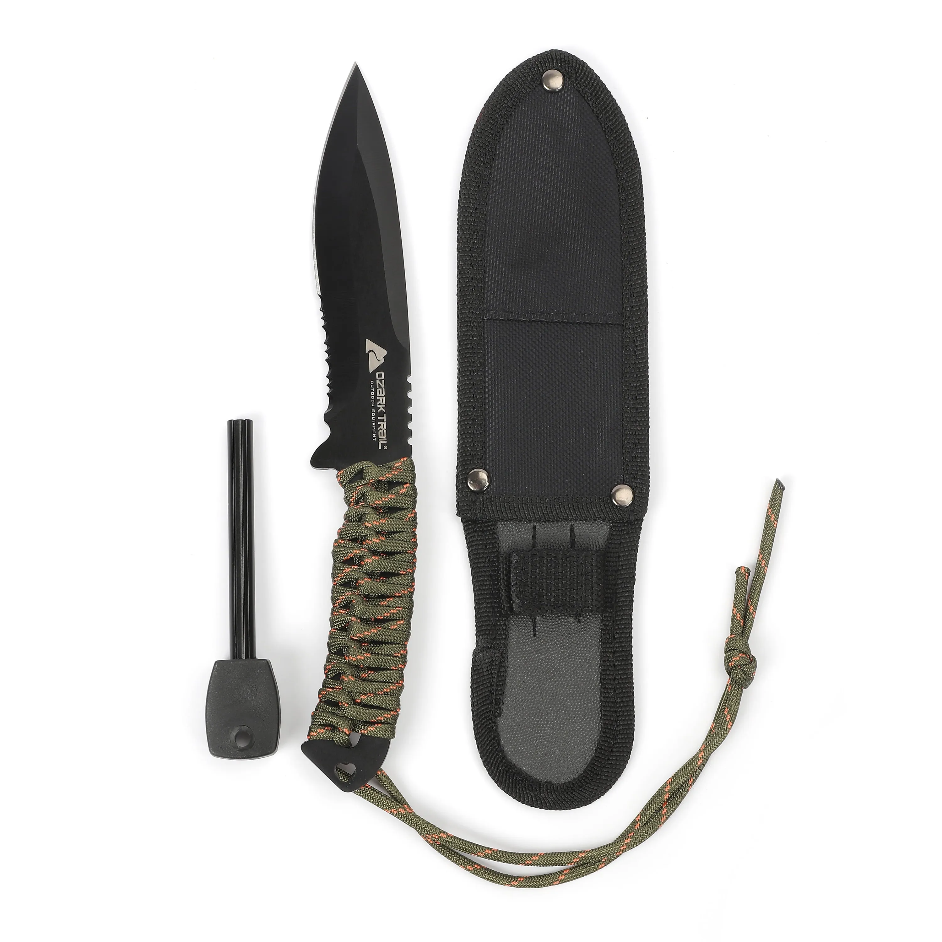 Ozark Trail Stainless Steel Paracord Knife with Fire Starter, Model 5032