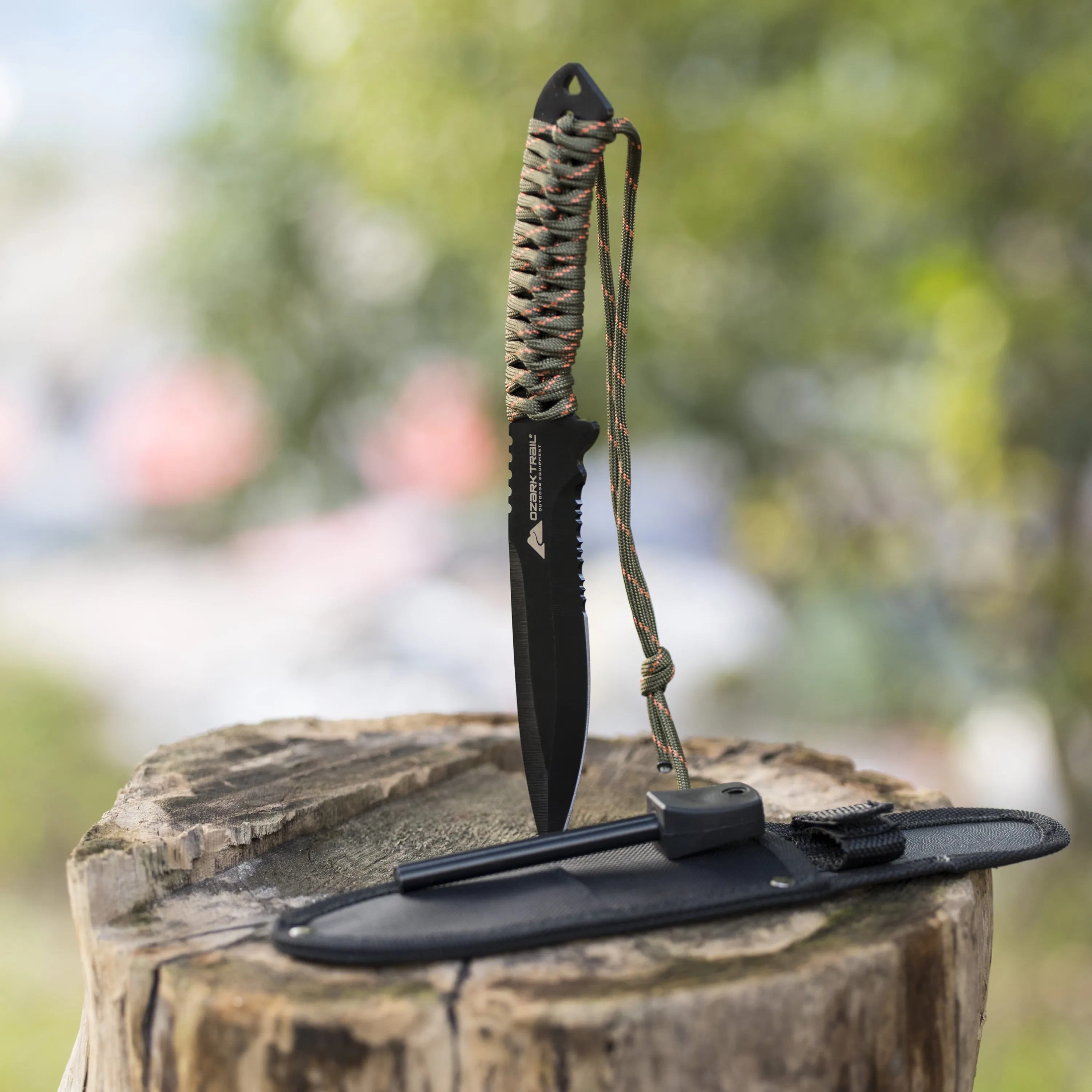 Ozark Trail Stainless Steel Paracord Knife with Fire Starter, Model 5032