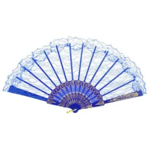 Party Lace Fan - Blue