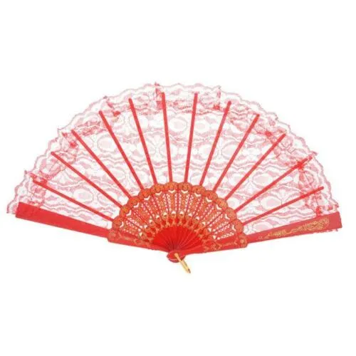 Party Lace Fan - Red