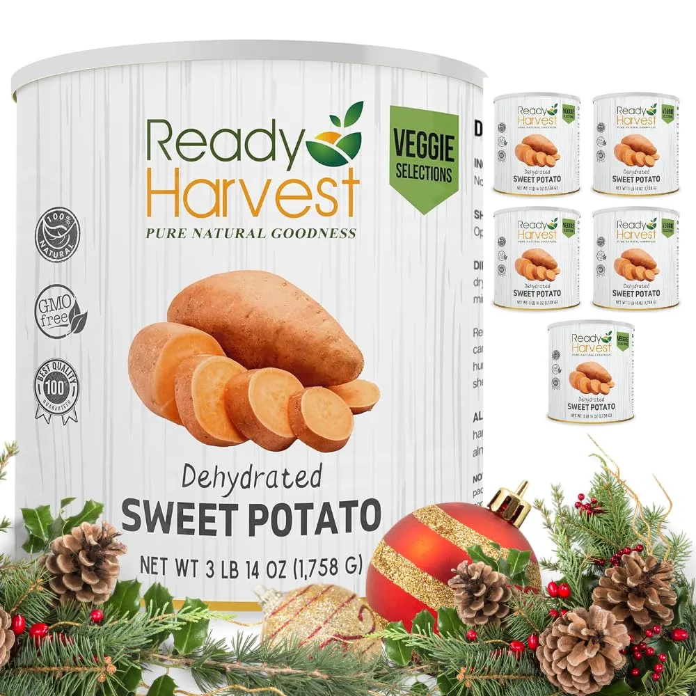 Ready Harvest Dehydrated Sweet Potatoes - 30 Year Shelf Life - Six #10 Cans