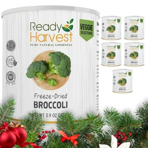 Ready Harvest Freeze-Dried Broccoli Florets - 30 Year Shelf Life - Six #10 Cans