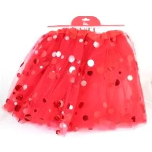 Red Tutu with Spotted Tulle