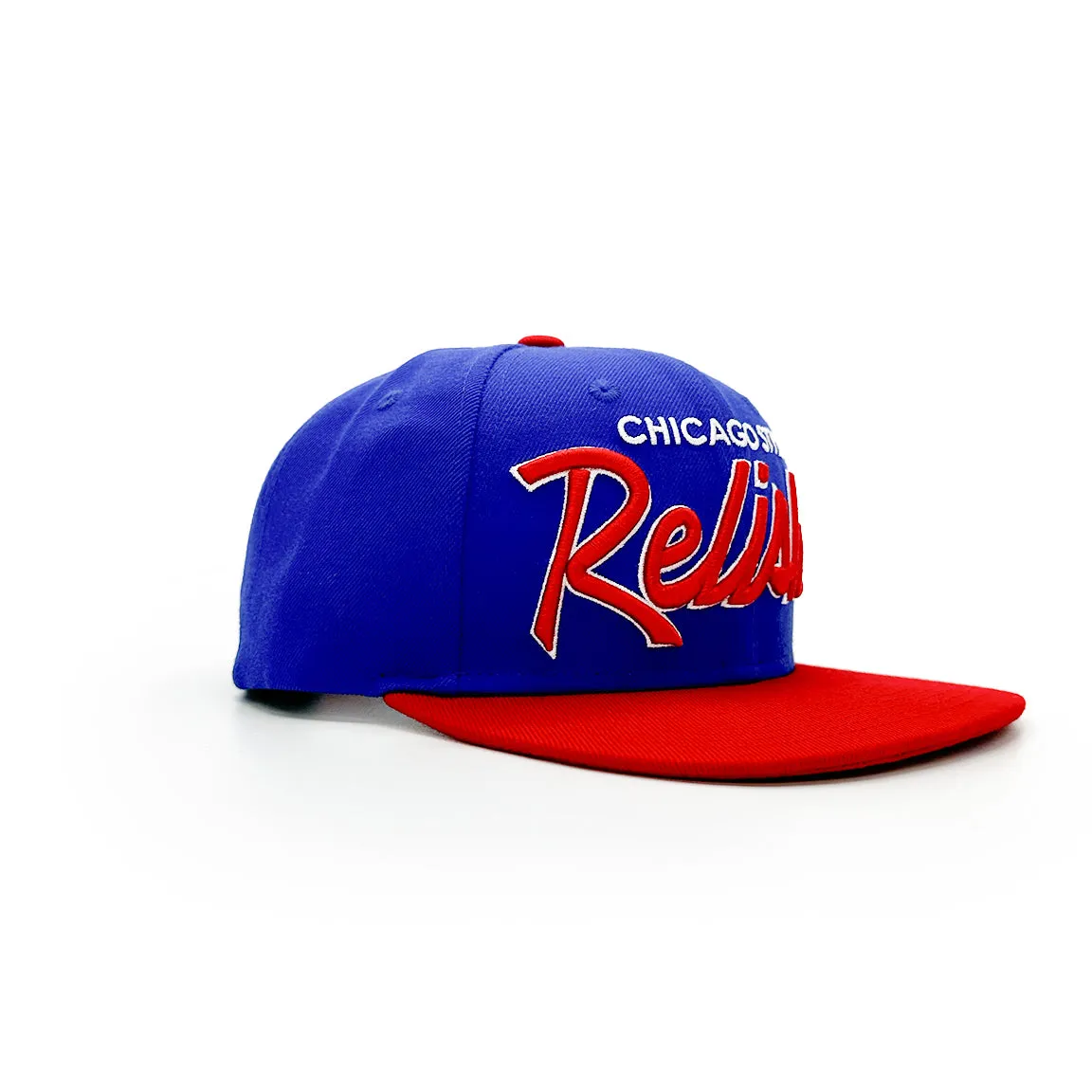 Relish Vintage Sports Script - Blue and Red