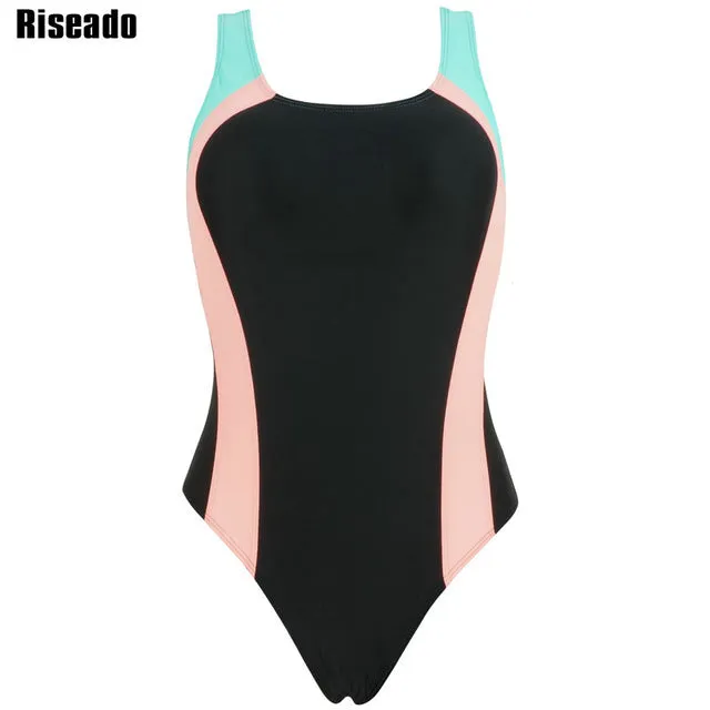 Riseado 2017 One Piece Swimsuit Swimwear Women Sports Backless Bodysuits Women's Swimsuits Splice Bathing Suits