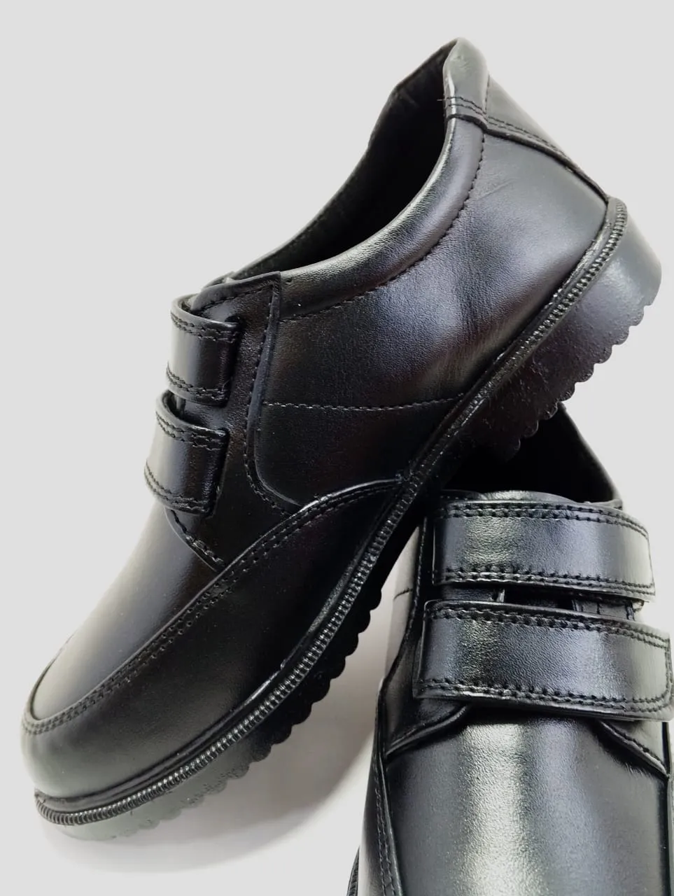 School Shoes, Leather Upper with Velcro and rubber sole