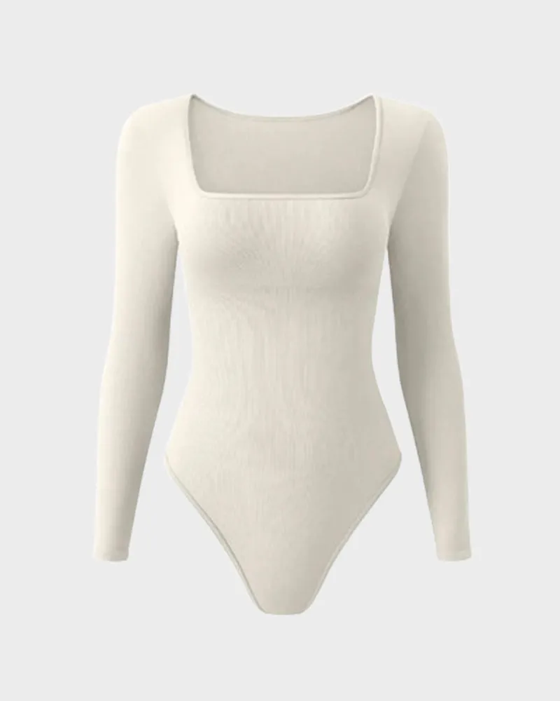 SheCurve® Sexy Square Neck Long Sleeve Bodysuits