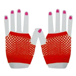 Short Fishnet Gloves - Red