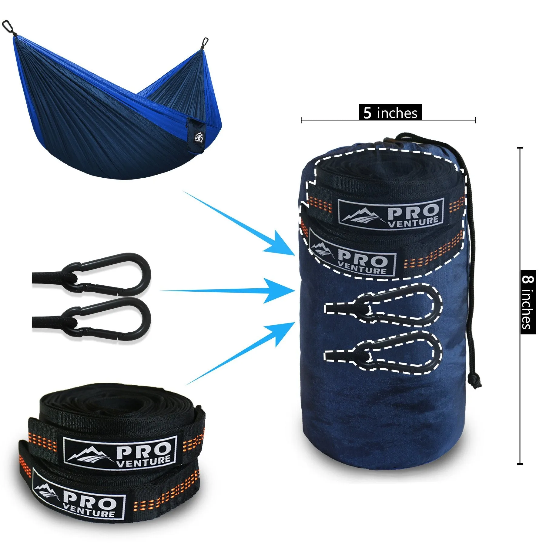 Single Camping Hammock with Tree Straps - Proventure