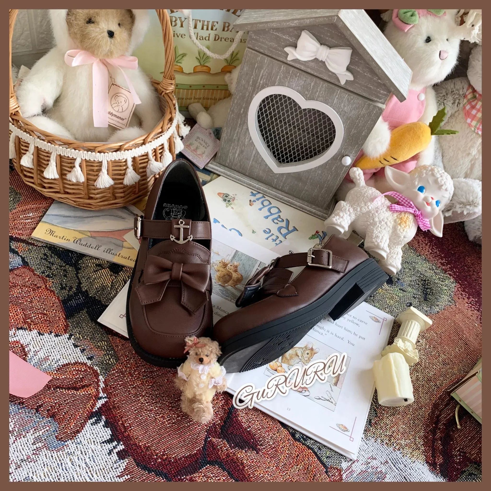 Sohiwoo Japanese sweet lolita shoes kawaii girl tea party princess kawaii student shoes lace bowknot women single shoes loli cosplay cos