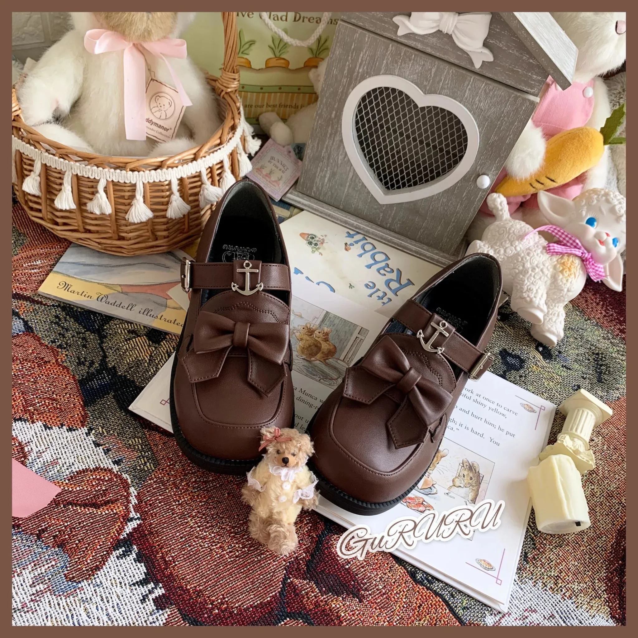 Sohiwoo Japanese sweet lolita shoes kawaii girl tea party princess kawaii student shoes lace bowknot women single shoes loli cosplay cos