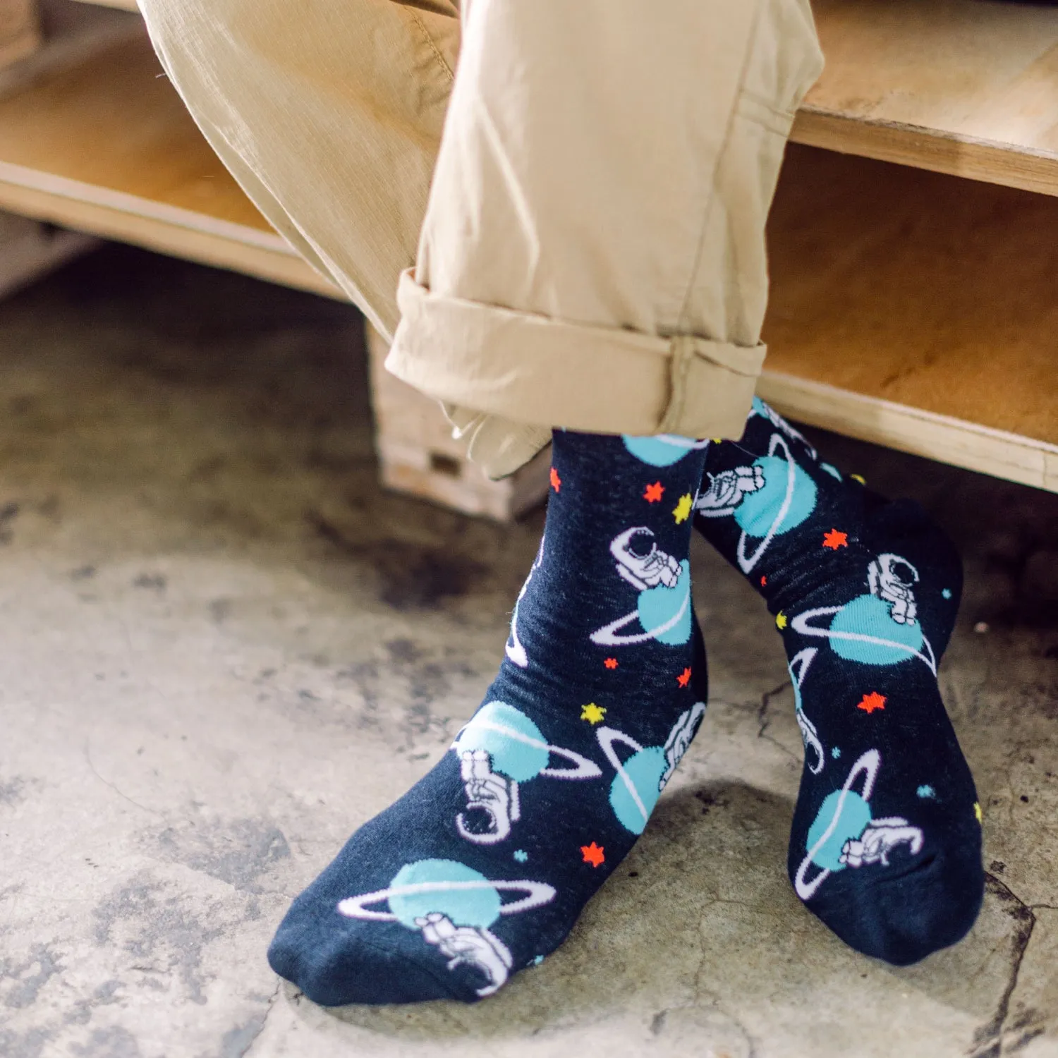 Space Explorer Printed Crew Length Socks