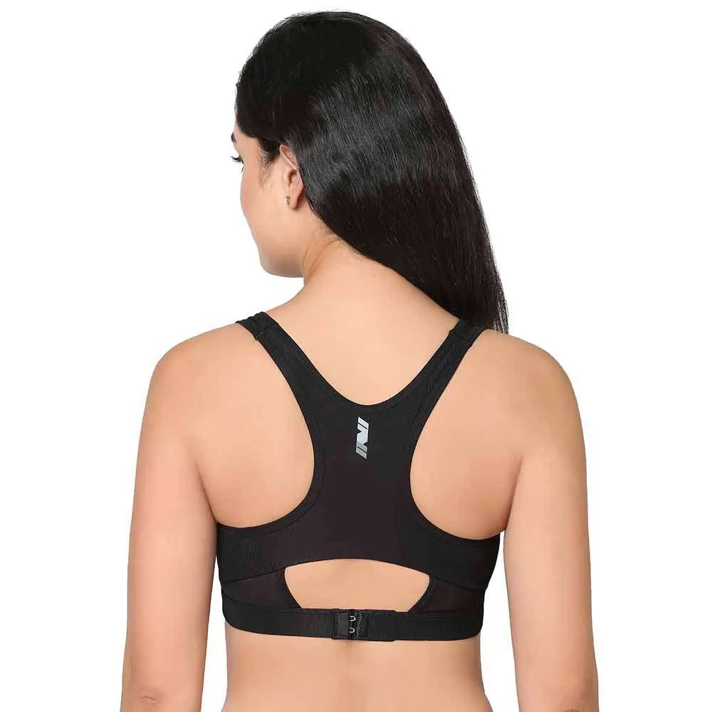 Sports Lover Padded Non-wired Racer Back Medium Intensity Full coverage Sports Bra - Black