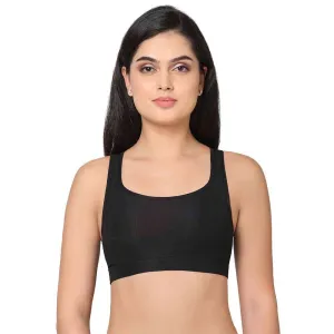 Sports Lover Padded Non-wired Racer Back Medium Intensity Full coverage Sports Bra - Black