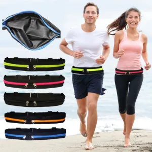 Sports Waist Bag with Double Pockets, Slim Zip Running Phone Belt for Outdoor Activities