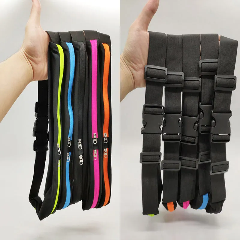 Sports Waist Bag with Double Pockets, Slim Zip Running Phone Belt for Outdoor Activities