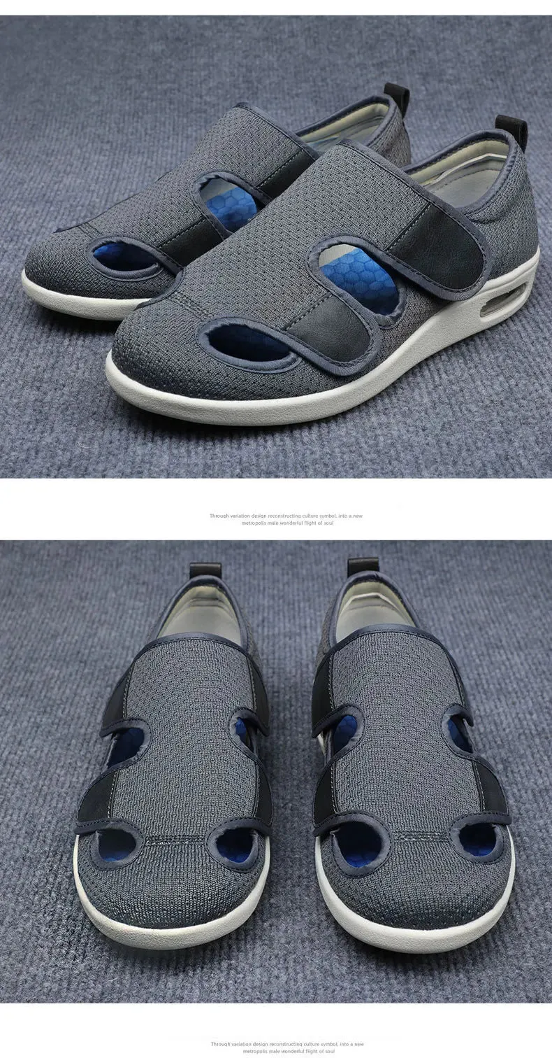 Summer Dew Toe Diabetic Shoe Female Foot Swollen Feet Wide Magic Stick Thumb Outside Middle-aged Old Men's Sandals