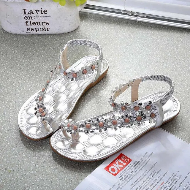 Summer Women Sandals 2016 Fashion Bohemia Women's Shoes Flower Sandalias Femininas Casual Thong Flats Shoes Women