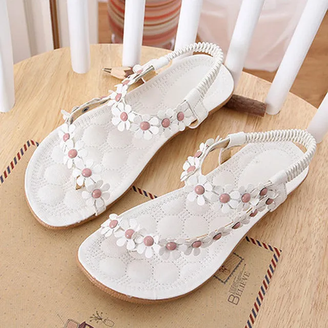 Summer Women Sandals 2016 Fashion Bohemia Women's Shoes Flower Sandalias Femininas Casual Thong Flats Shoes Women