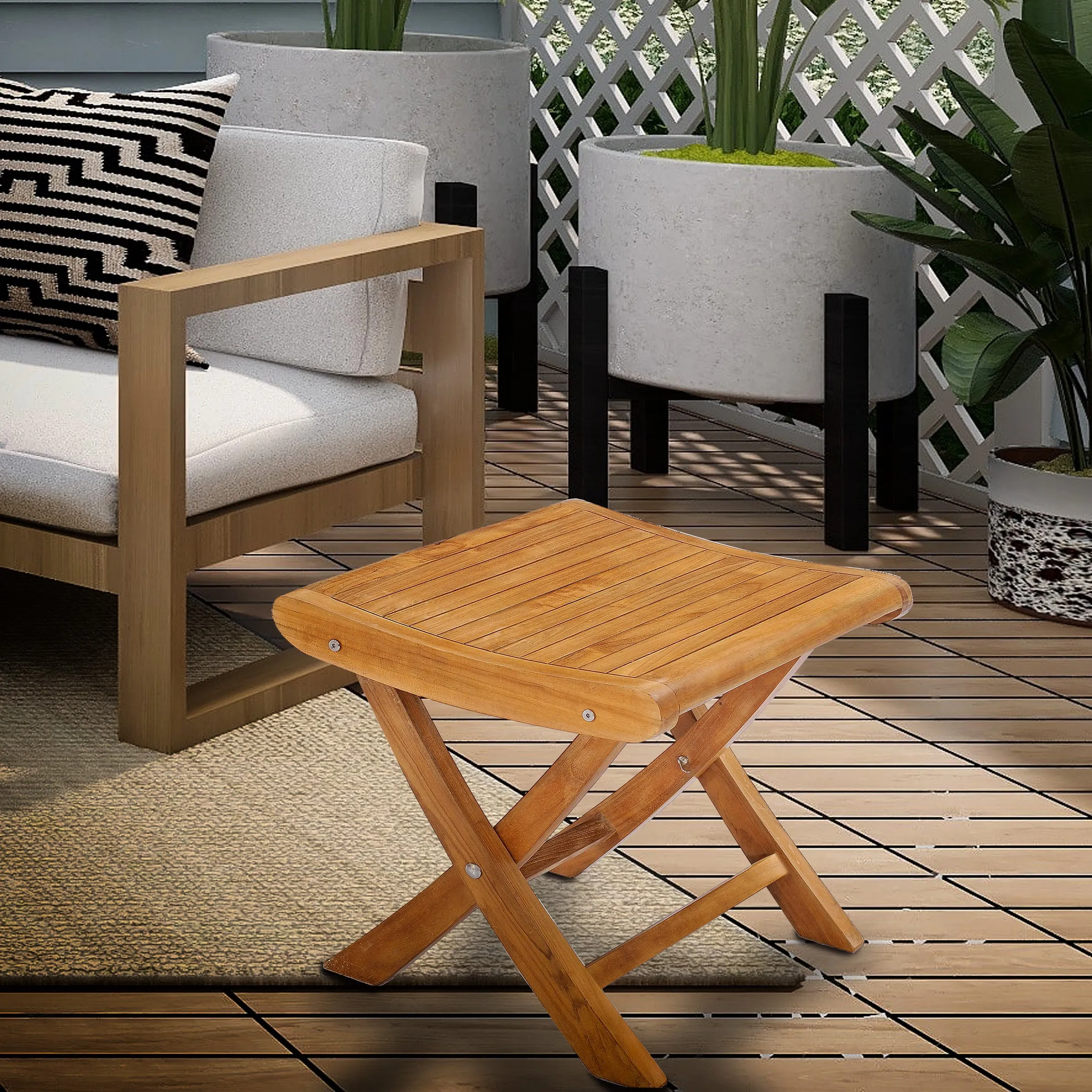 Teak Wood Italy Footstool