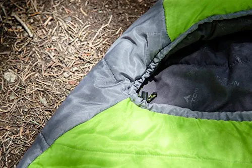 TETON Sports Tracker  5F Ultralight Sleeping Bag Perfect for Backpacking, Hiking, and Camping; Green/Grey