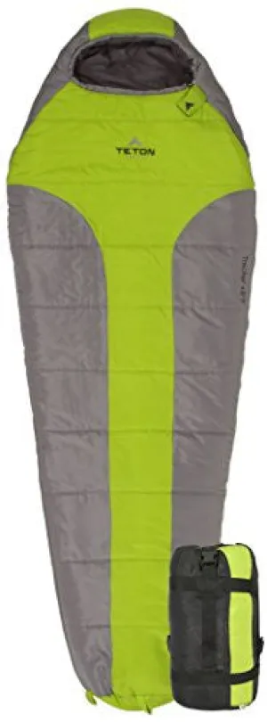 TETON Sports Tracker  5F Ultralight Sleeping Bag Perfect for Backpacking, Hiking, and Camping; Green/Grey