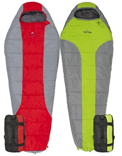 TETON Sports Tracker  5F Ultralight Sleeping Bag Perfect for Backpacking, Hiking, and Camping; Green/Grey