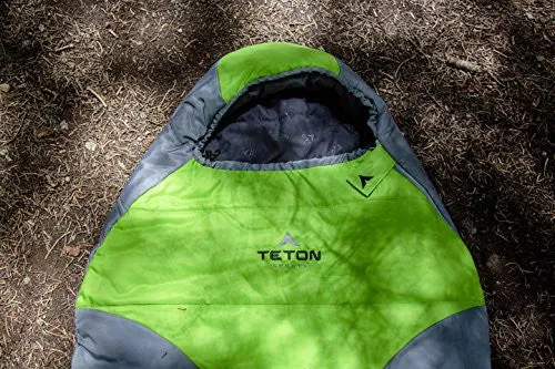 TETON Sports Tracker  5F Ultralight Sleeping Bag Perfect for Backpacking, Hiking, and Camping; Green/Grey