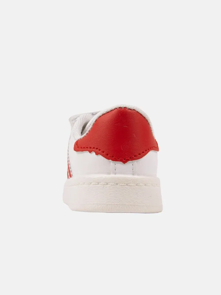 Unisex Triple Strap Trainers with Stripes - White and Red