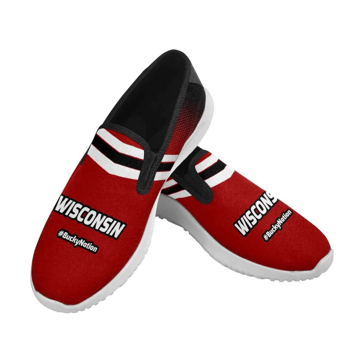 Wisconsin #BuckyNation Mens Slip-on Canvas Sneakers