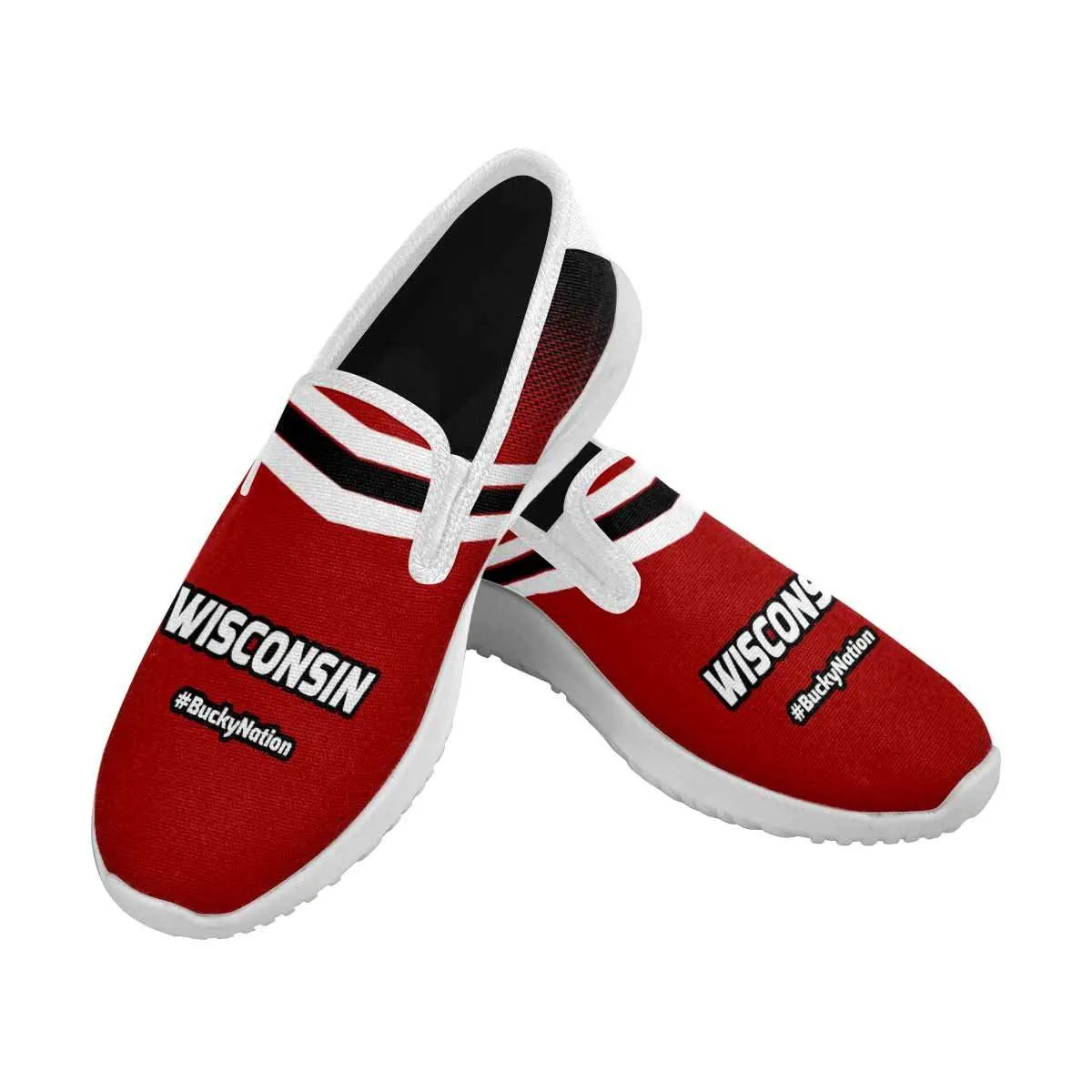 Wisconsin #BuckyNation Mens Slip-on Canvas Sneakers