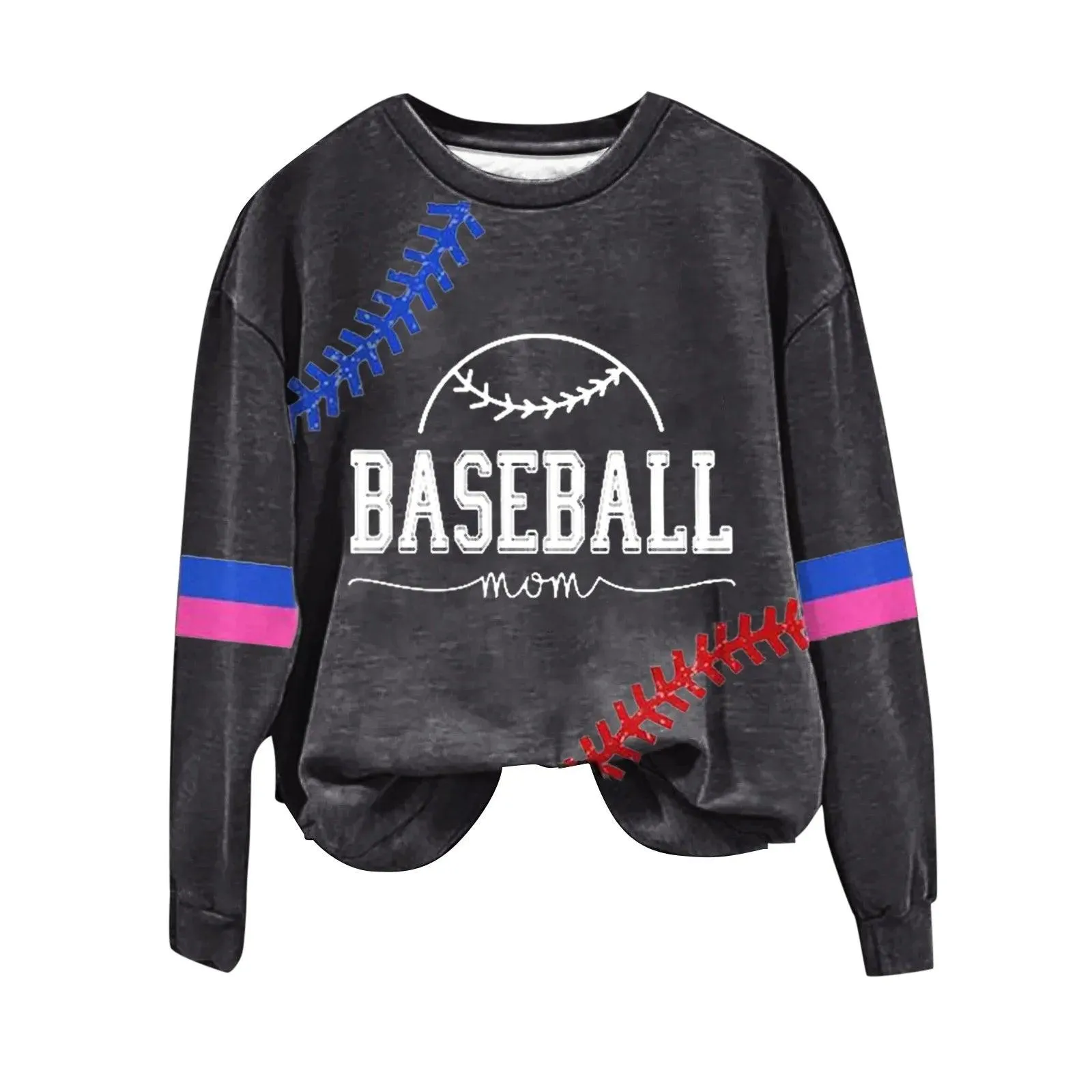 Women's Baseball Printed Crew Neck Multi Color Front Zip Athletic Jacket Ladies Hoodies with Zipper Banded Sweatshirt Women