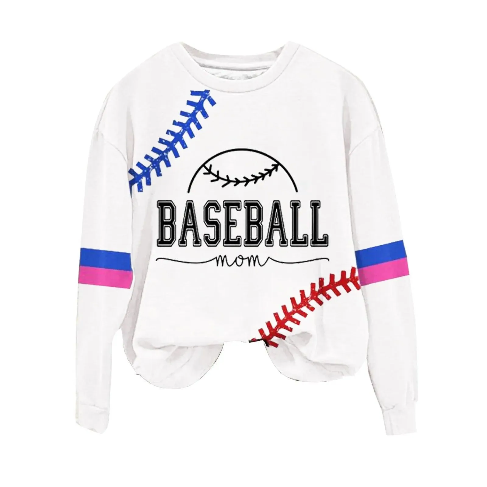 Women's Baseball Printed Crew Neck Multi Color Front Zip Athletic Jacket Ladies Hoodies with Zipper Banded Sweatshirt Women