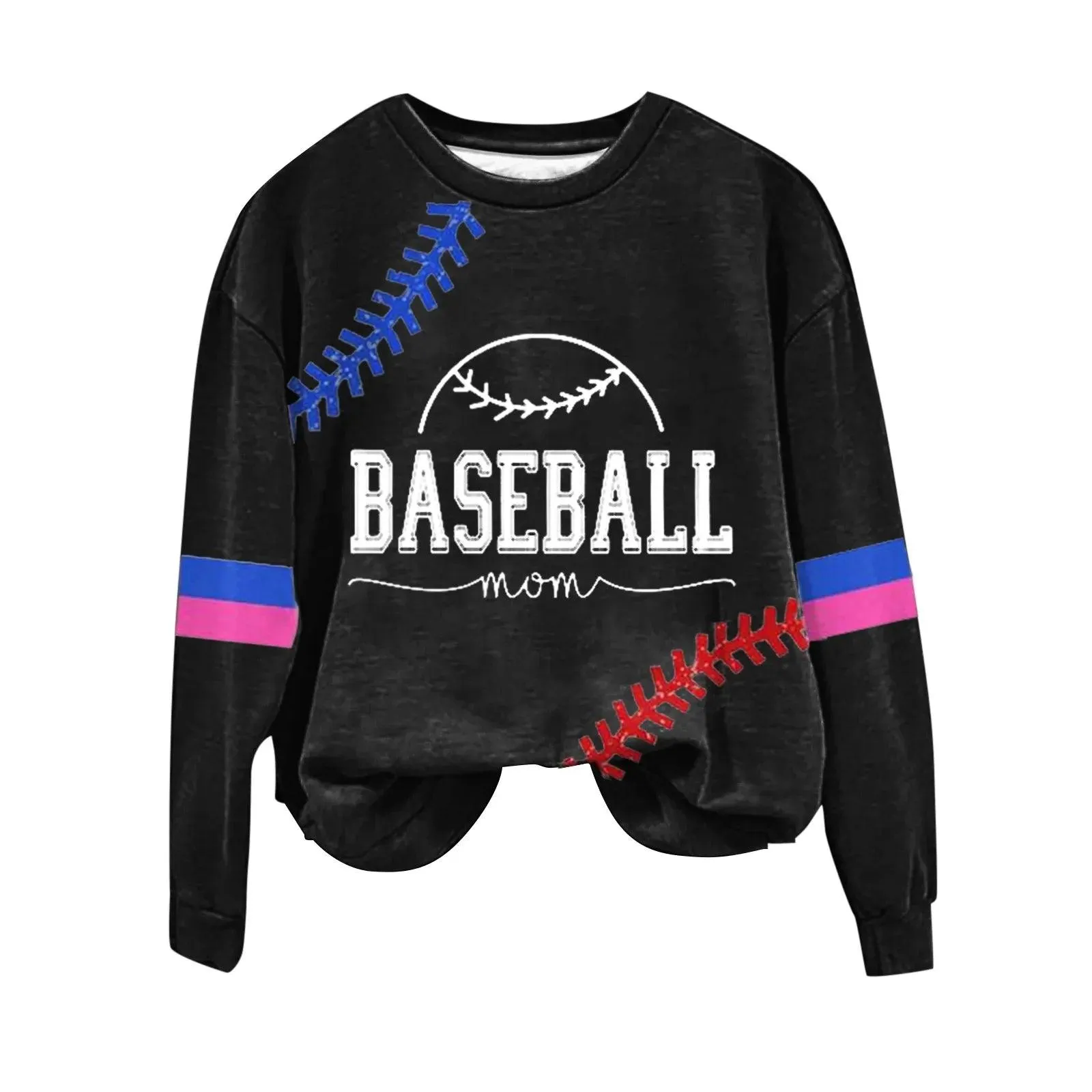 Women's Baseball Printed Crew Neck Multi Color Front Zip Athletic Jacket Ladies Hoodies with Zipper Banded Sweatshirt Women