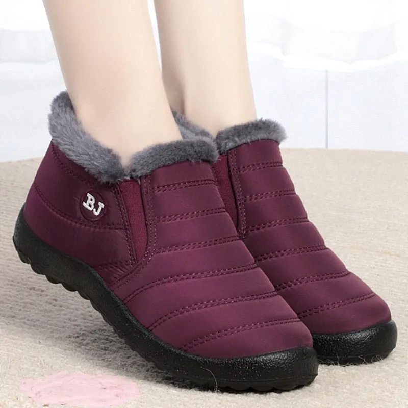 Women's Boots Slip On Winter Shoes, Waterproof Ankle Boots