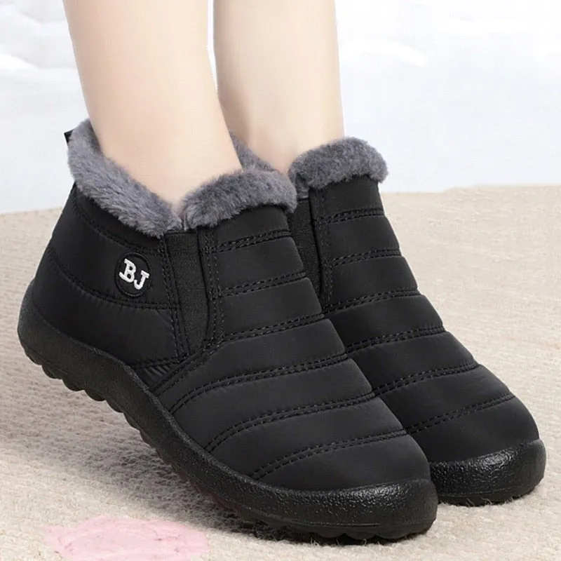 Women's Boots Slip On Winter Shoes, Waterproof Ankle Boots