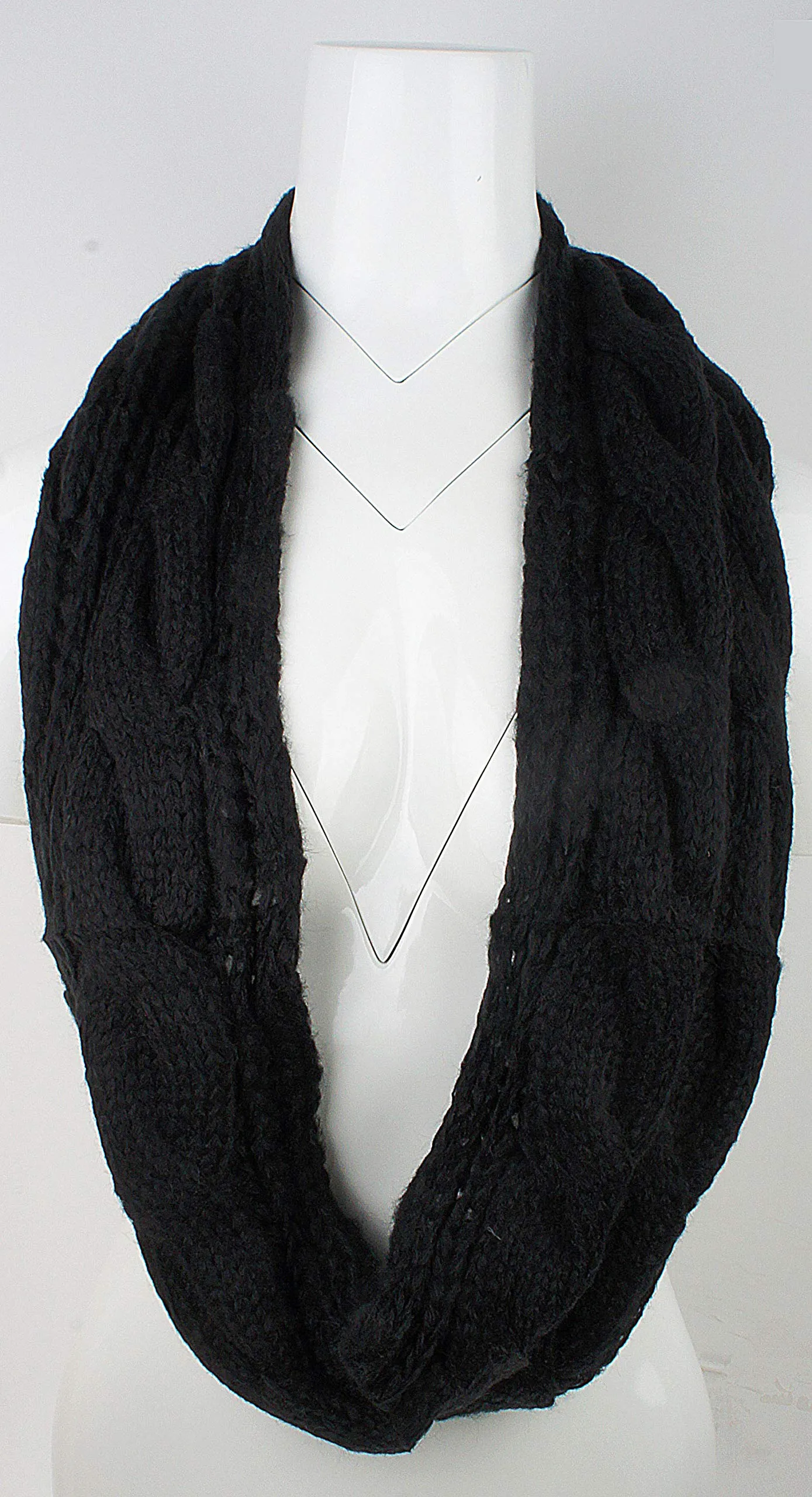 Womens Thick Ribbed Knit Winter Infinity Circle Loop Scarf