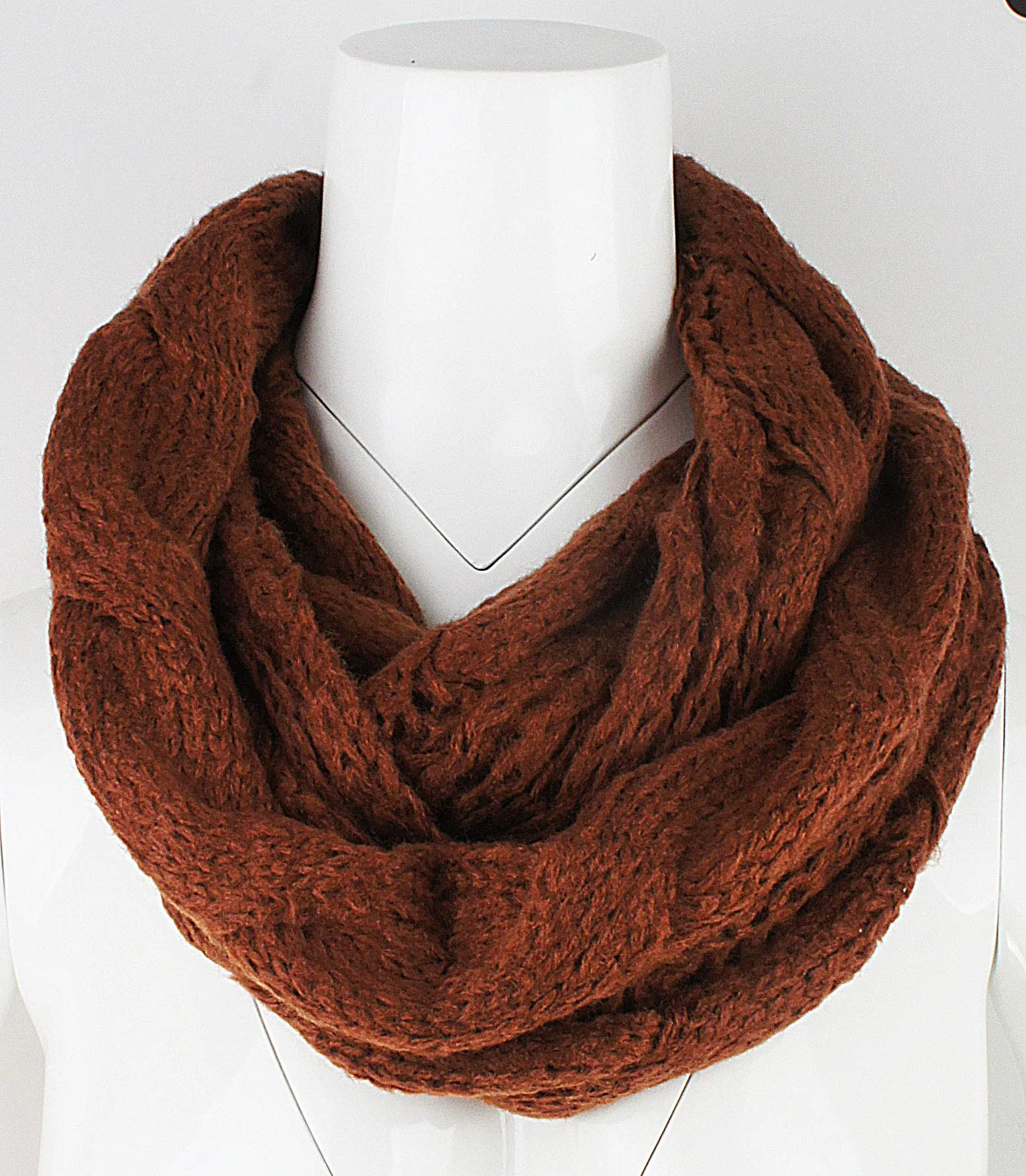 Womens Thick Ribbed Knit Winter Infinity Circle Loop Scarf