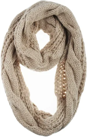 Womens Thick Ribbed Knit Winter Infinity Circle Loop Scarf