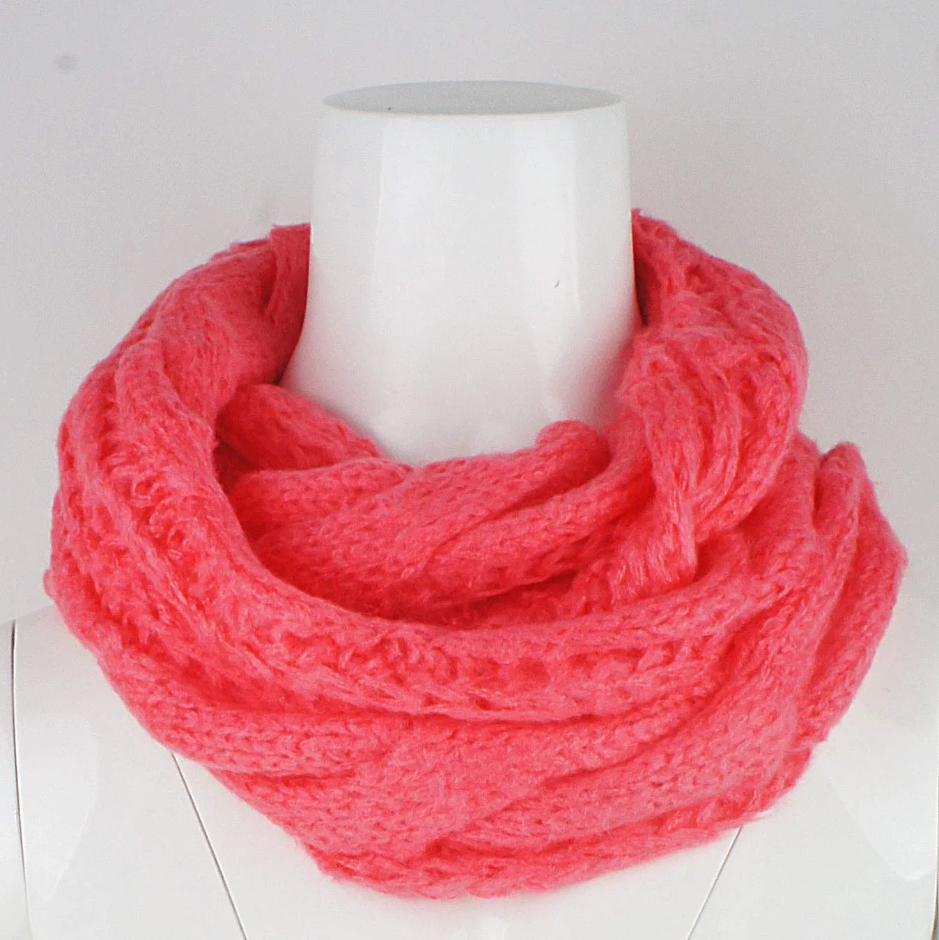 Womens Thick Ribbed Knit Winter Infinity Circle Loop Scarf