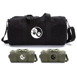 Yin Yang Puppy Dog Paws Hand Print Duffle Bag Gym Duffel