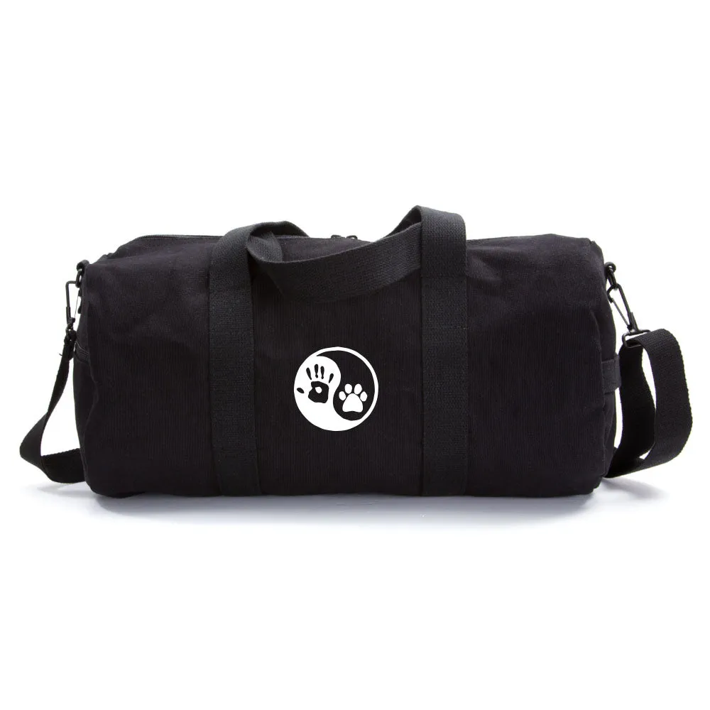 Yin Yang Puppy Dog Paws Hand Print Duffle Bag Gym Duffel