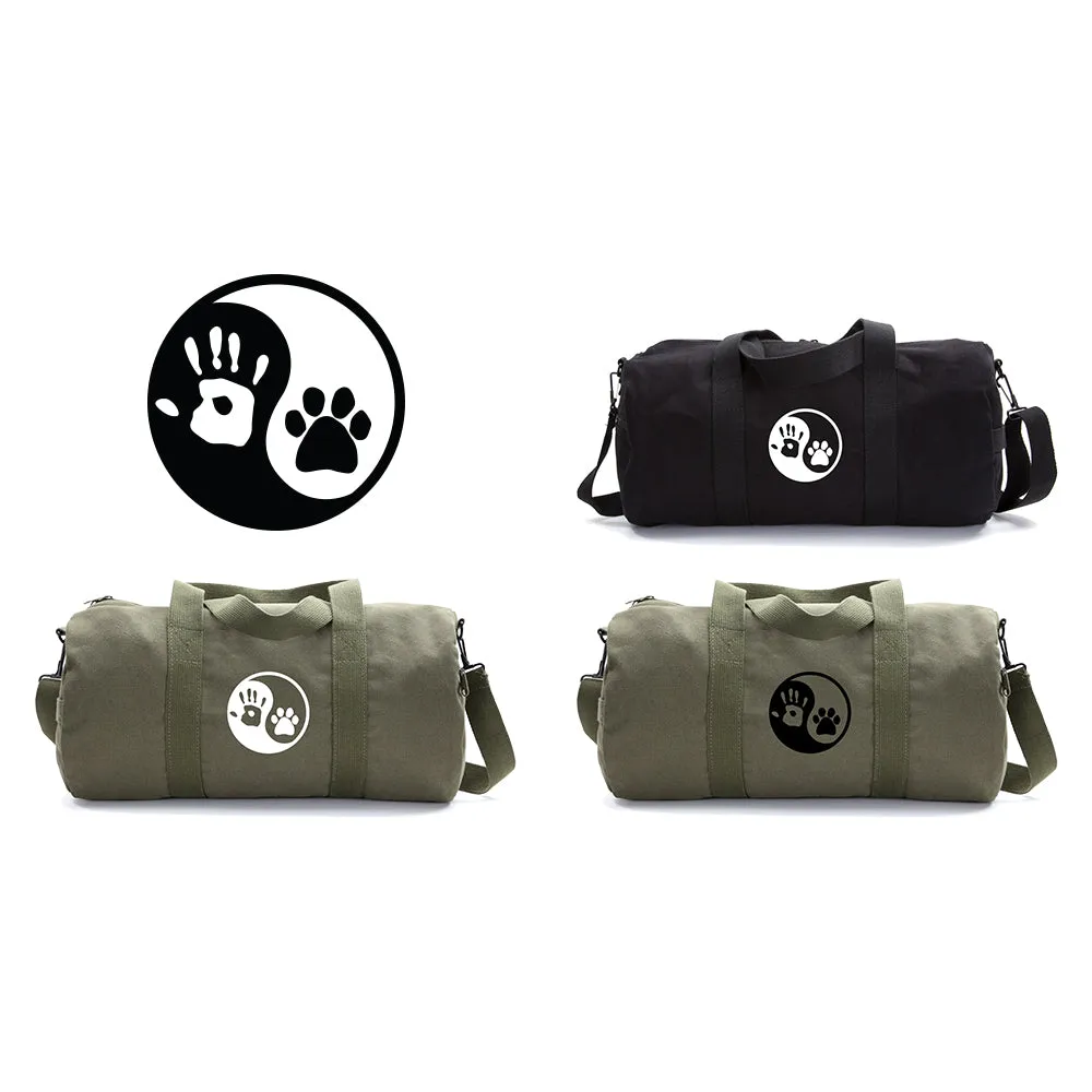 Yin Yang Puppy Dog Paws Hand Print Duffle Bag Gym Duffel